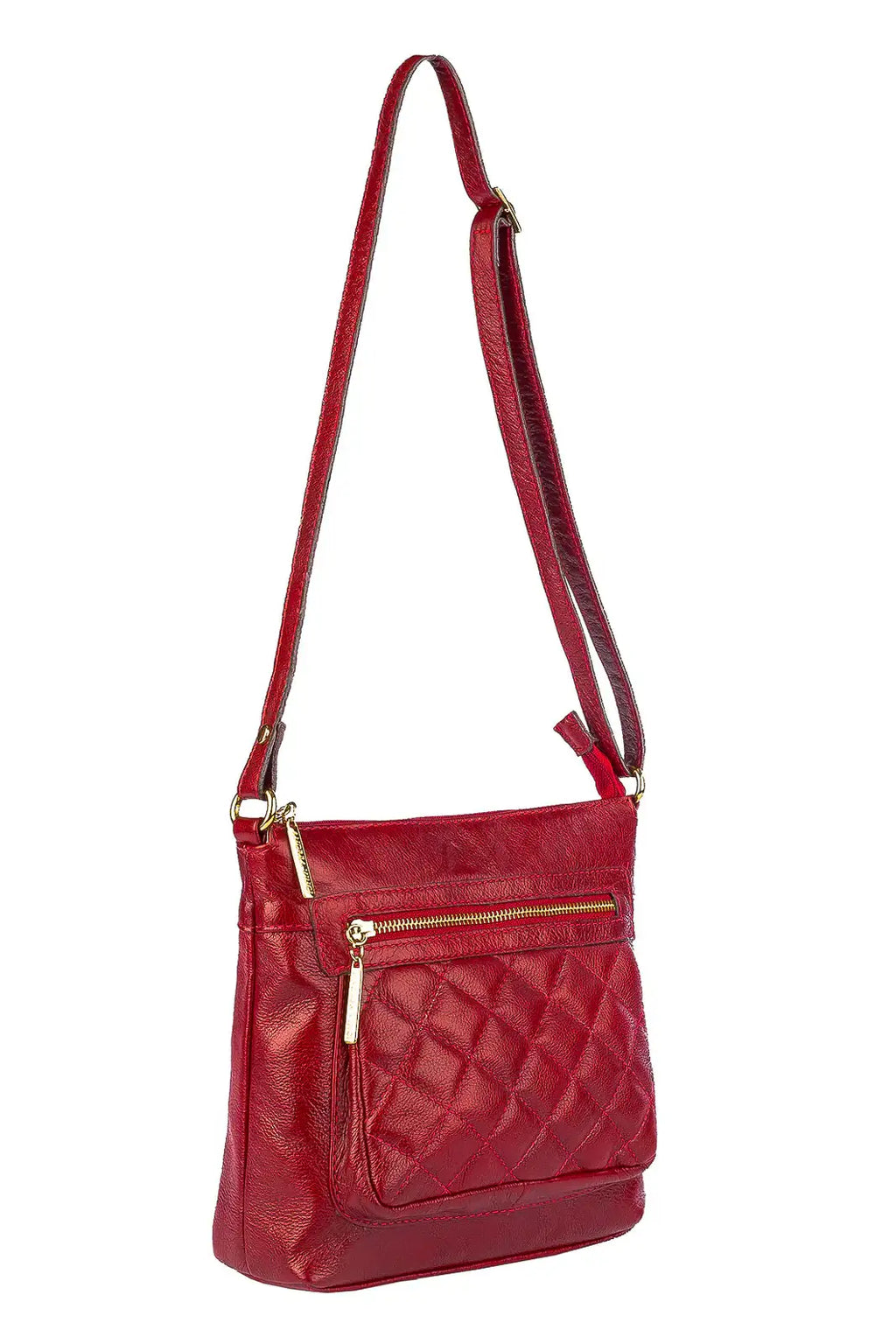 Bolsa transversal matelassê de couro liso Bia - Enluaze