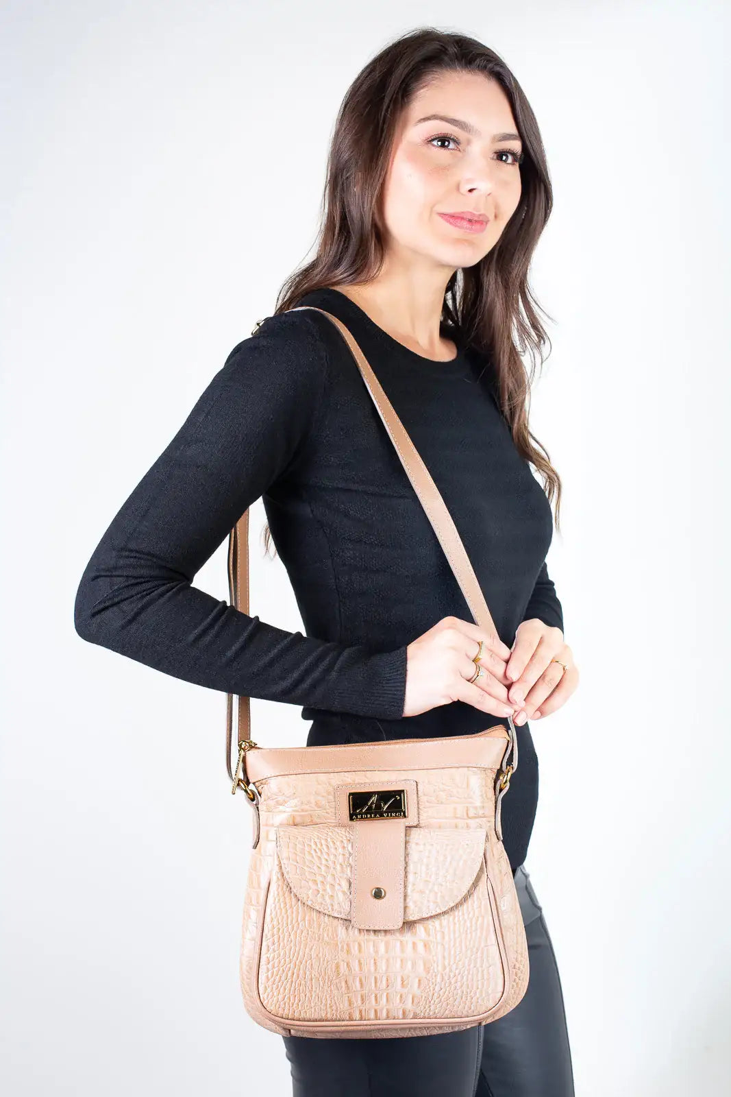 Bolsa tiracolo de couro croco Elis - Enluaze