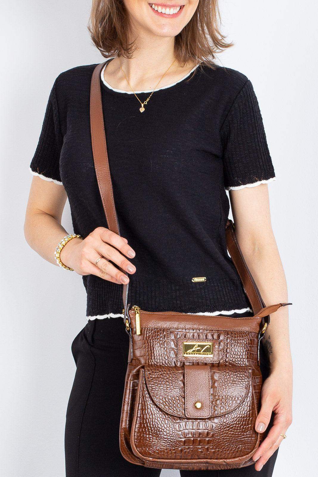 Bolsa tiracolo de couro croco Elis - Enluaze