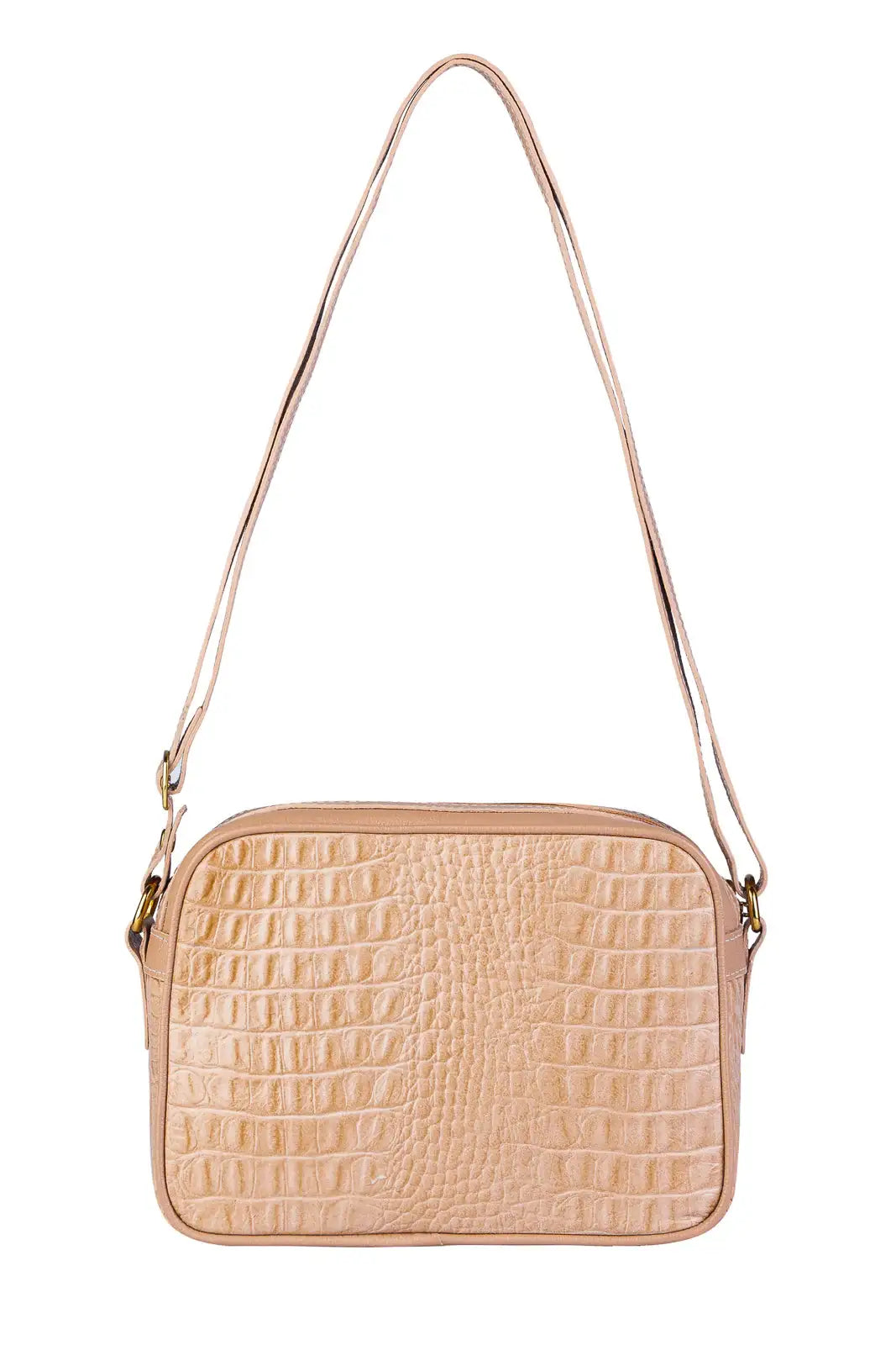 Bolsa quadrada pequena de couro croco Diana - Enluaze