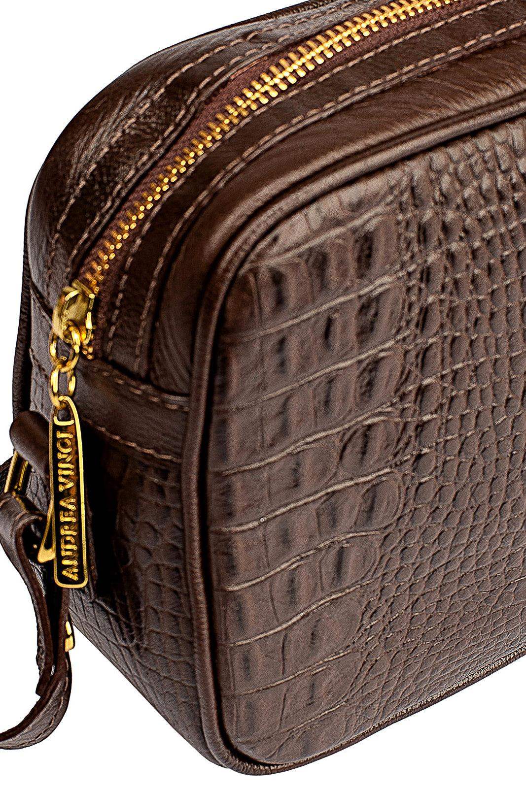 Bolsa quadrada pequena de couro croco Diana - Enluaze