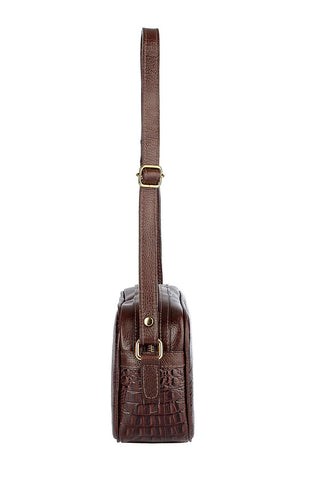 Bolsa quadrada pequena de couro croco Diana - Enluaze - Bolsas e Mochilas em Couro Legítimo - Andrea Vinci