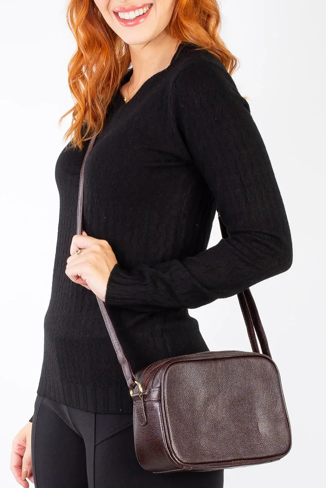 Bolsa quadrada pequena de couro liso Diana - Enluaze