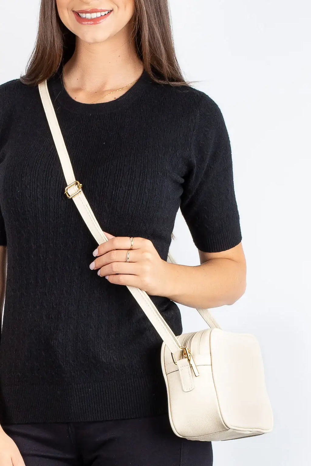 Bolsa quadrada pequena de couro liso Diana - Enluaze