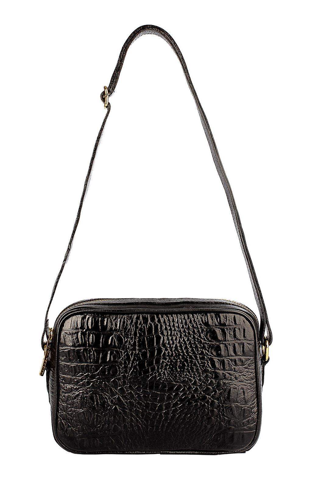Bolsa quadrada pequena de couro croco Diana - Enluaze