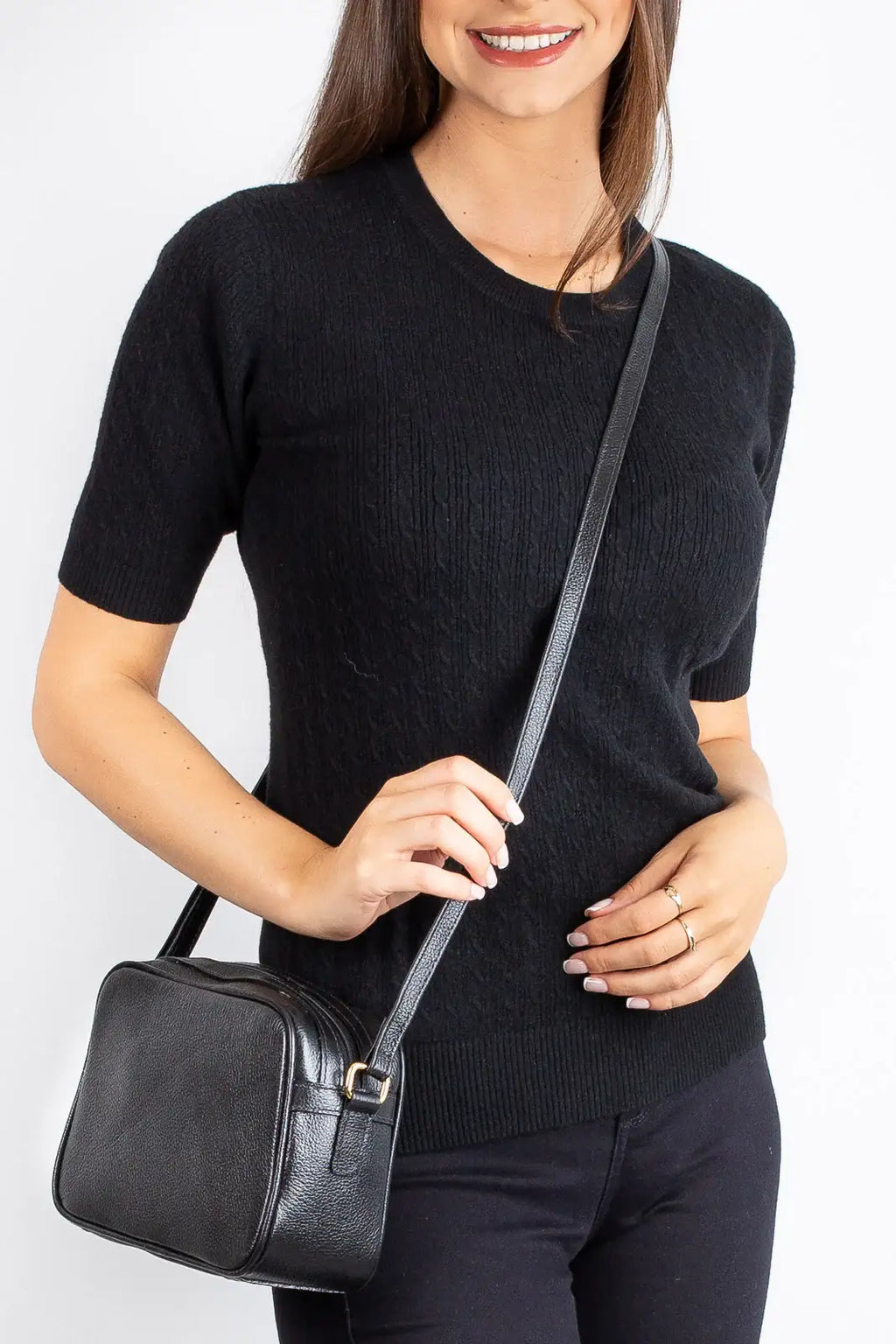 Bolsa quadrada pequena de couro liso Diana - Enluaze