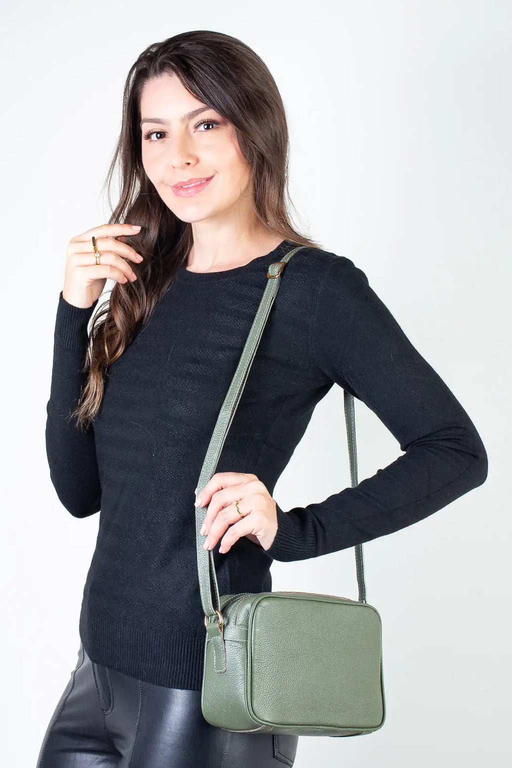 Bolsa quadrada pequena de couro liso Diana - Enluaze