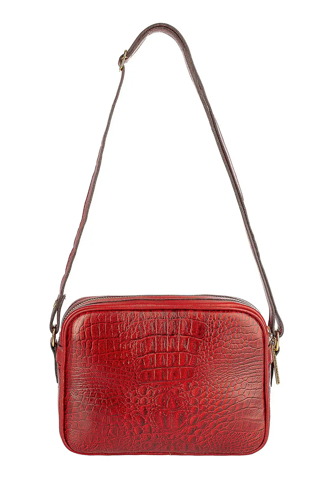 Bolsa quadrada pequena de couro croco Diana - Enluaze