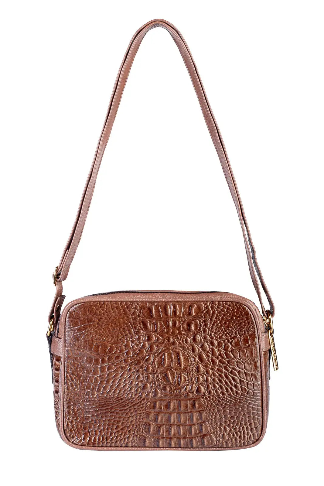 Bolsa quadrada pequena de couro croco Diana - Enluaze