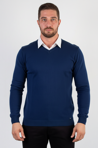 Suéter masculino gola v de malha 50001