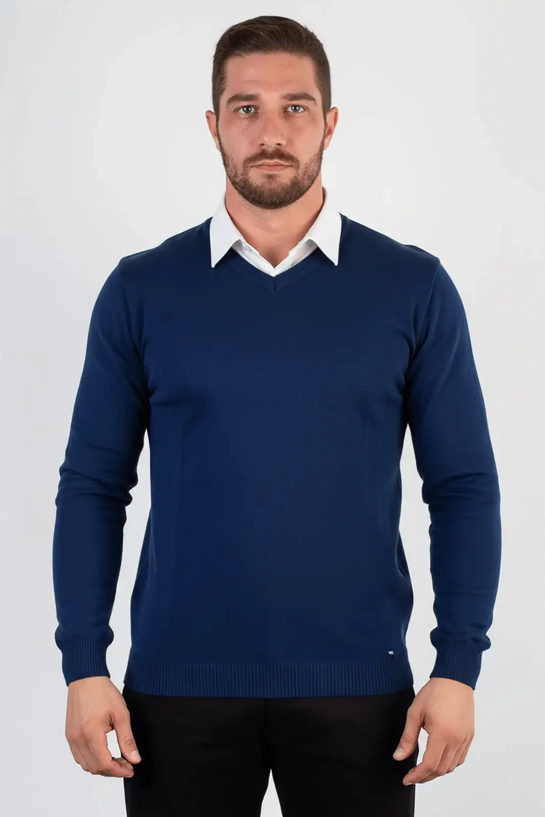 Suéter masculino gola v de malha 50001 - Enluaze