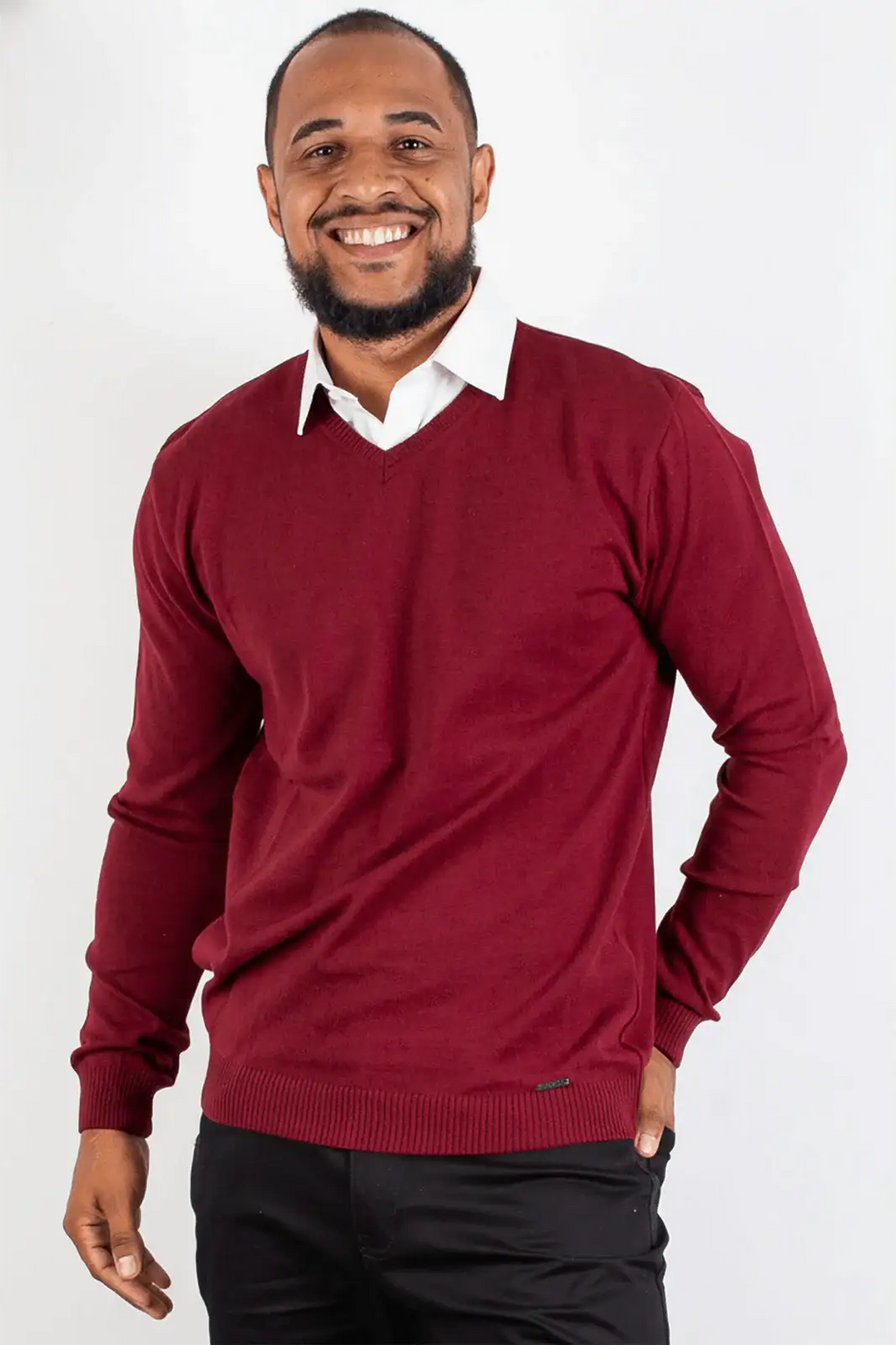 Suéter masculino gola v de malha 50001 - Enluaze