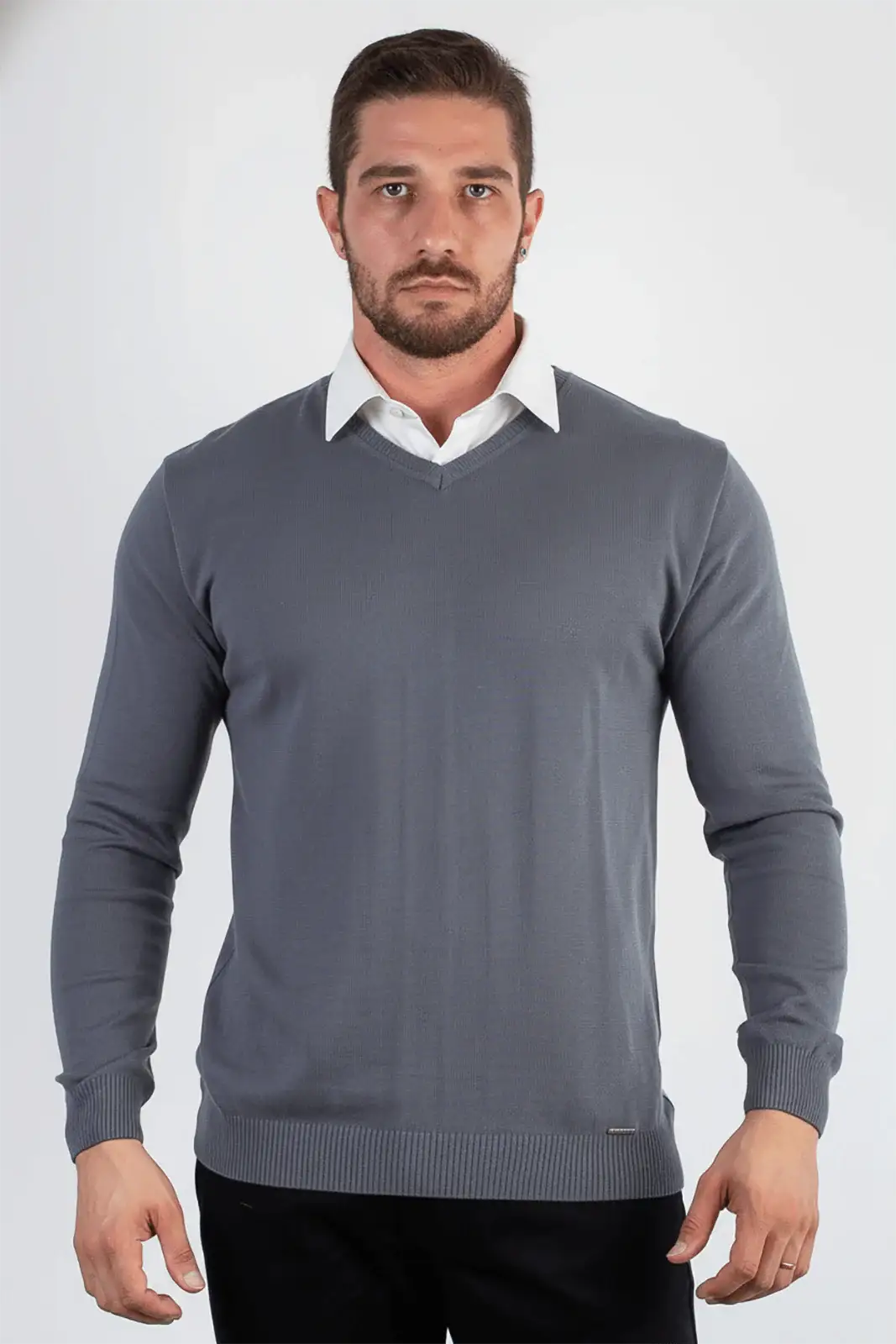 Suéter masculino gola v de malha 50001 - Enluaze