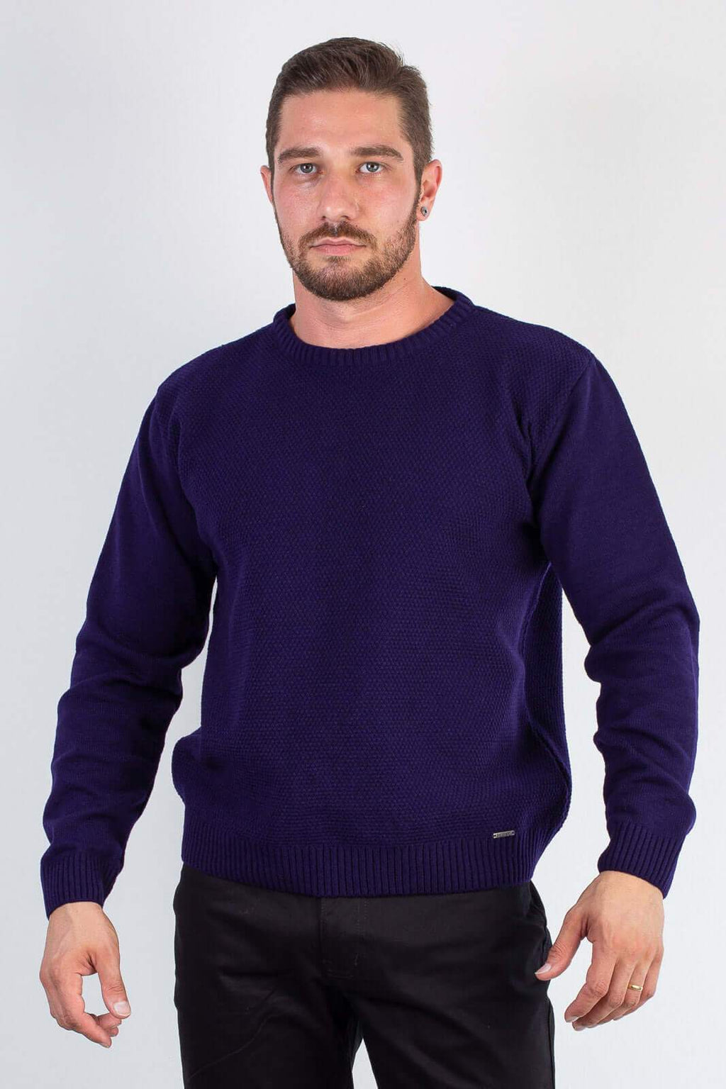 Blusão masculino de malha gola redonda 50003 - Enluaze