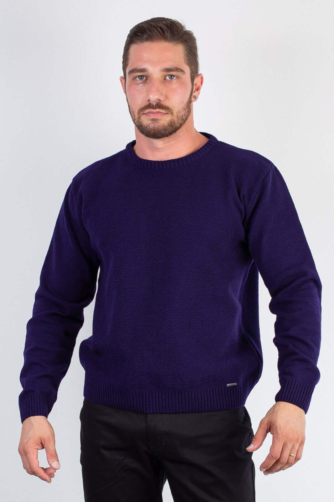 Blusão masculino de malha gola redonda 50003 - Enluaze