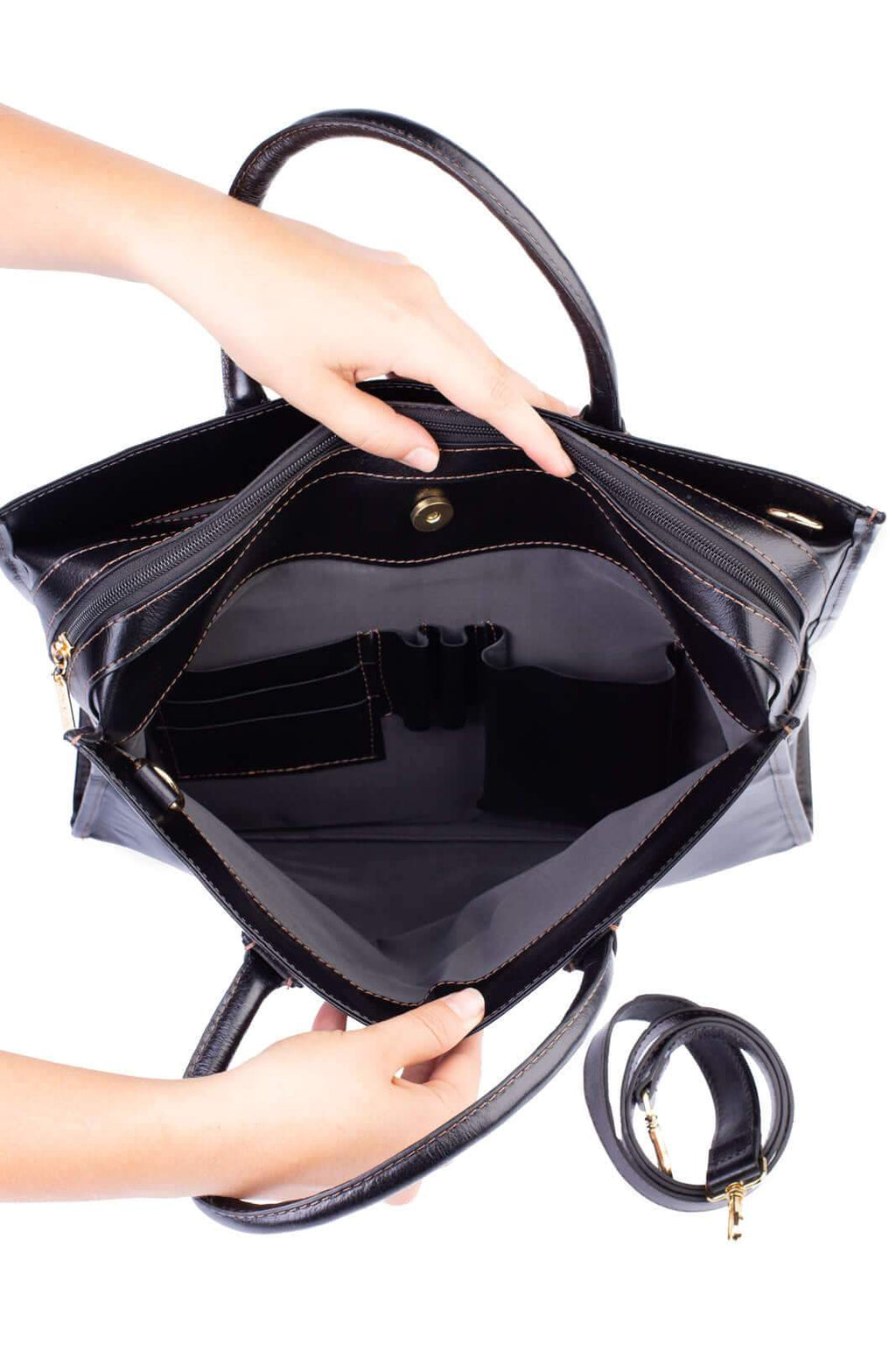 Pasta executiva de couro feminina Vitória - Enluaze