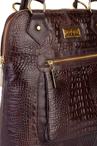 Bolsa mochila de couro croco Lívia - Enluaze - Bolsas e Mochilas em Couro Legítimo - Andrea Vinci