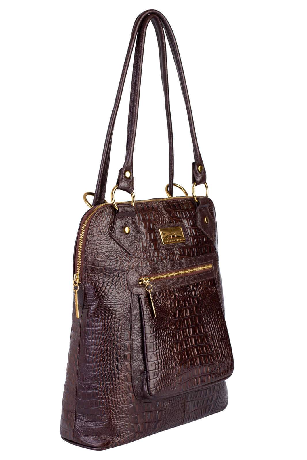 Bolsa mochila de couro croco Lívia - Enluaze