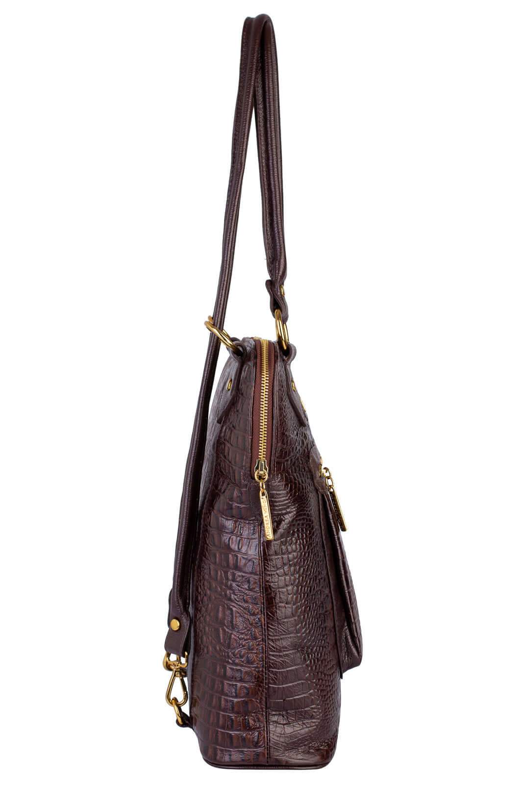 Bolsa mochila de couro croco Lívia - Enluaze