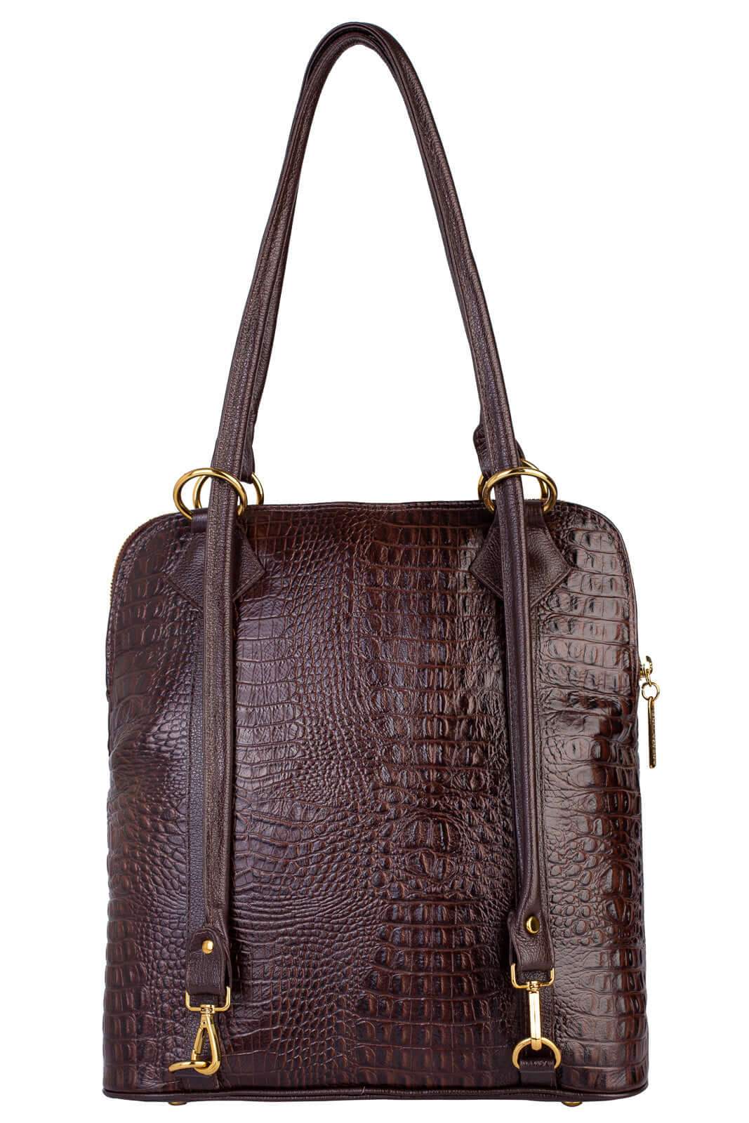 Bolsa mochila de couro croco Lívia - Enluaze