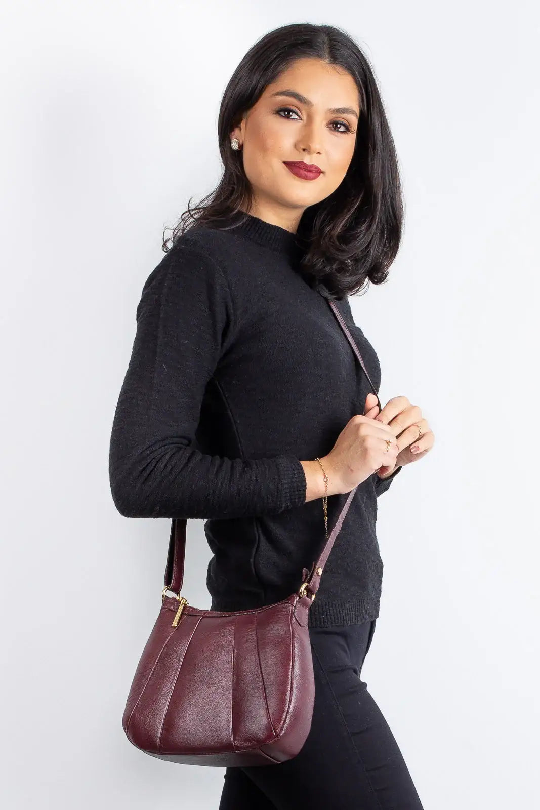 Bolsa transversal em couro liso Greice - Enluaze