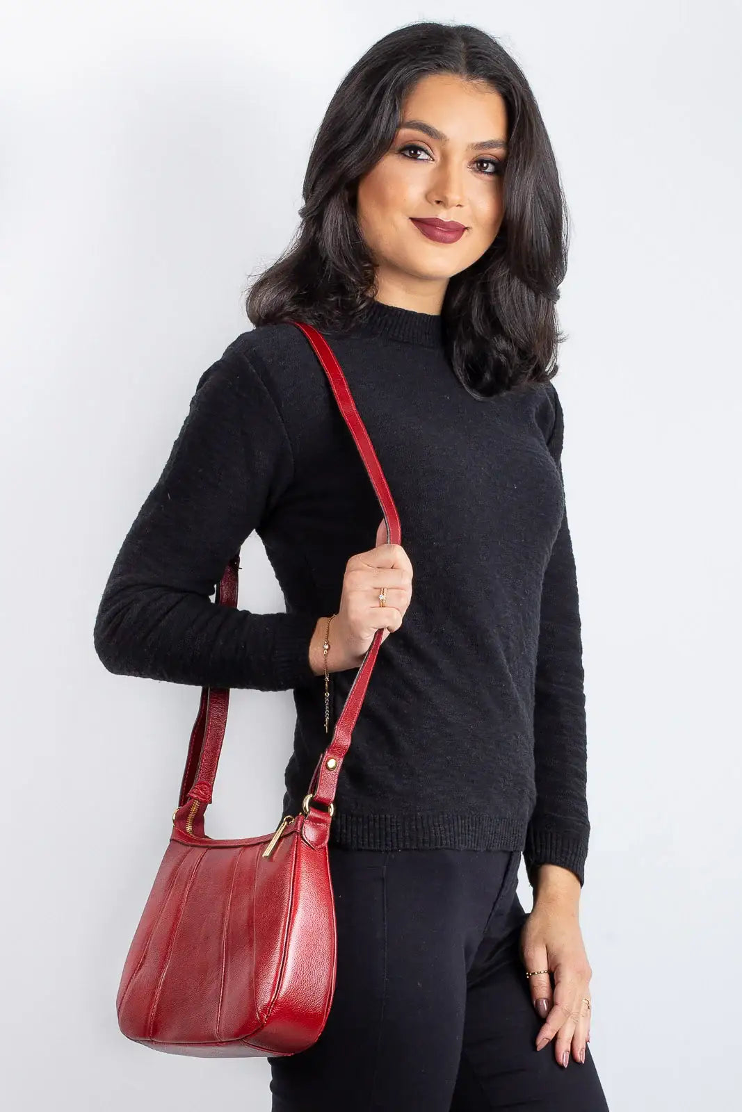 Bolsa transversal em couro liso Greice - Enluaze