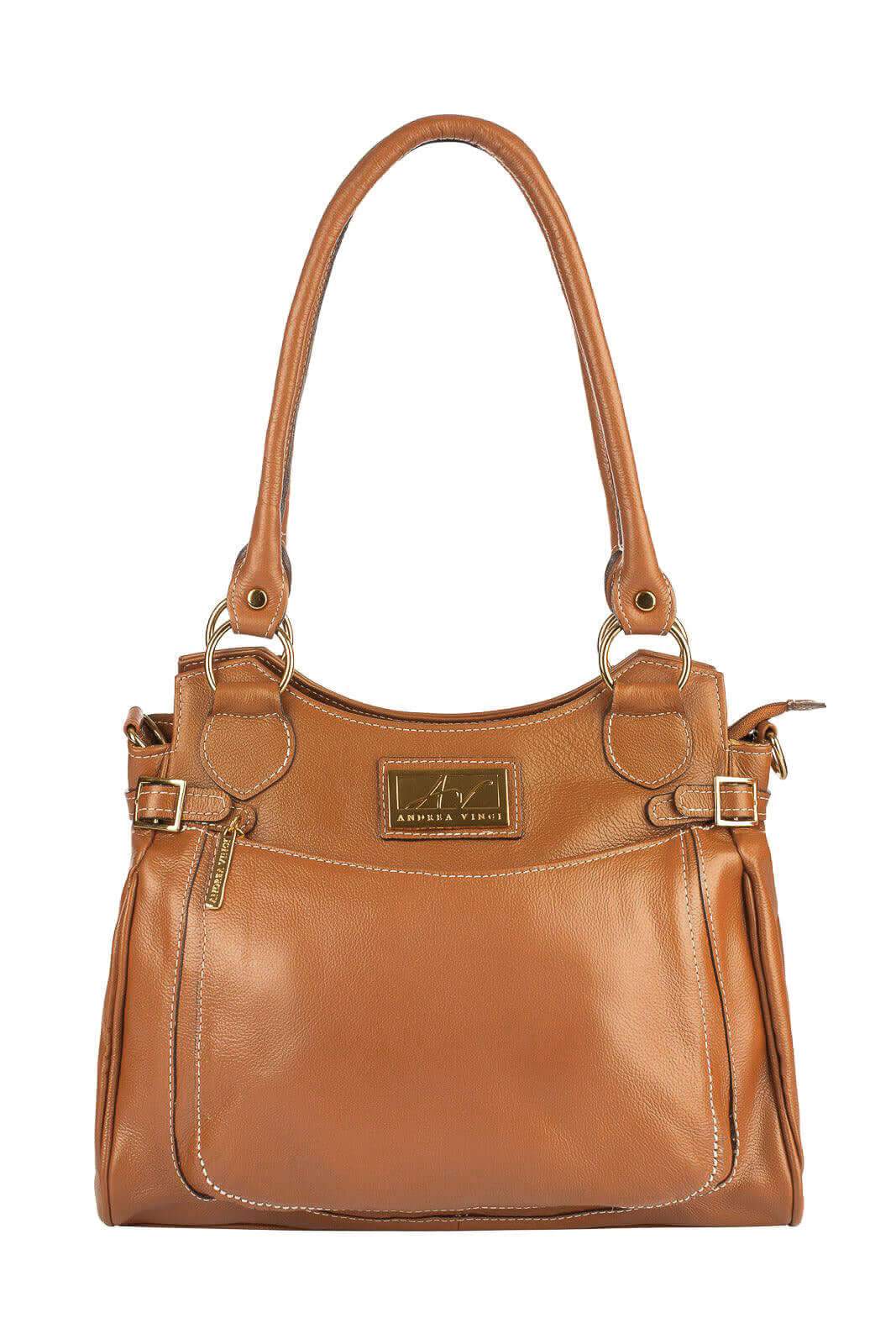 Bolsa grande de couro liso Lúcia - Enluaze