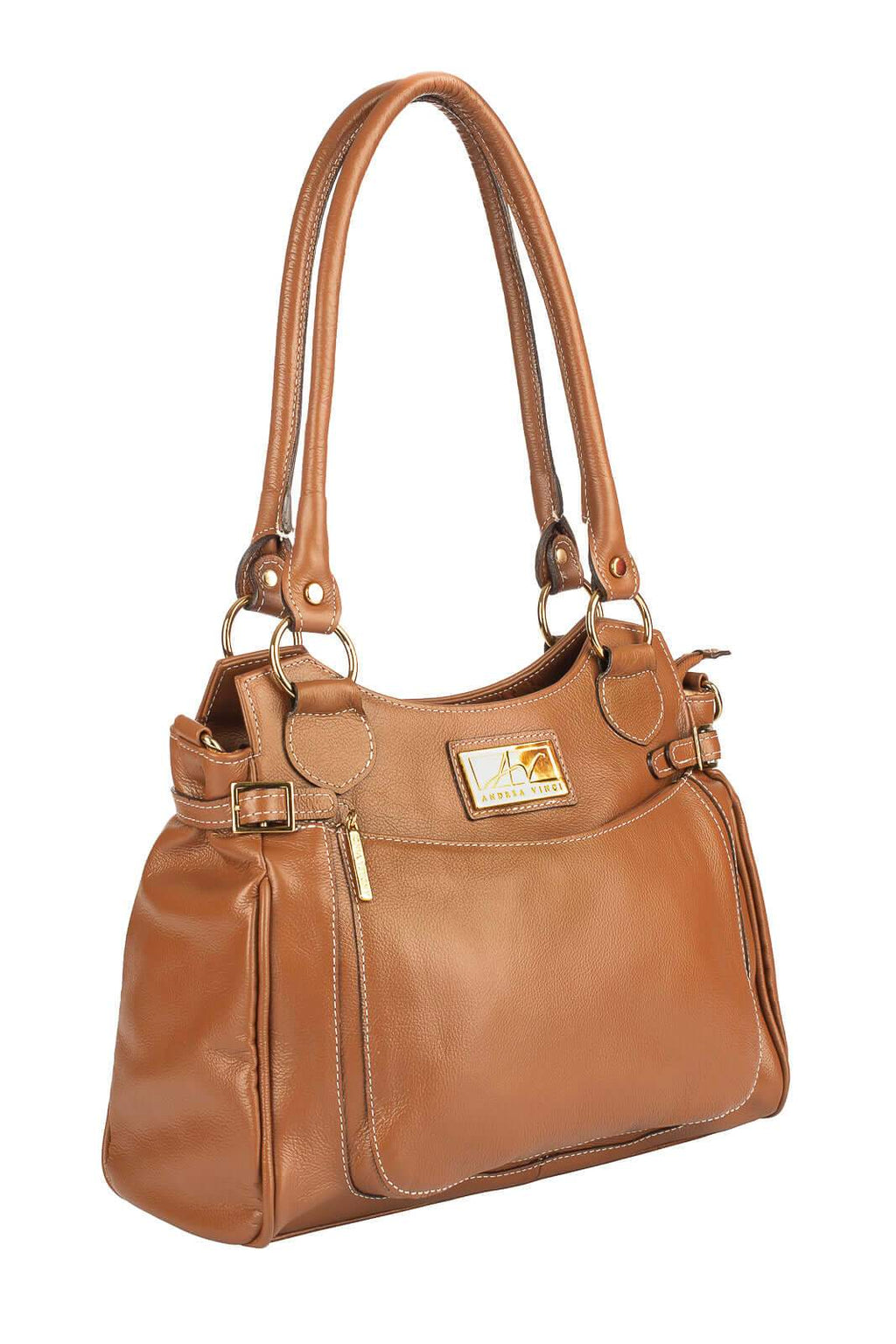 Bolsa grande de couro liso Lúcia - Enluaze