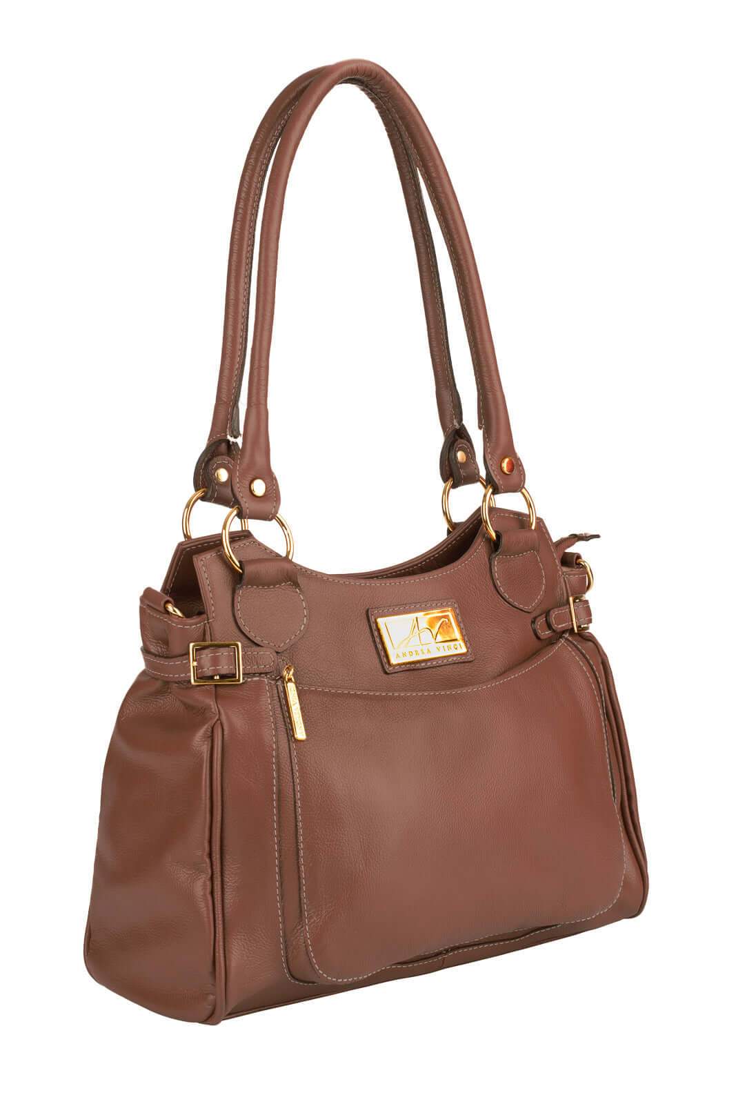 Bolsa grande de couro liso Lúcia - Enluaze