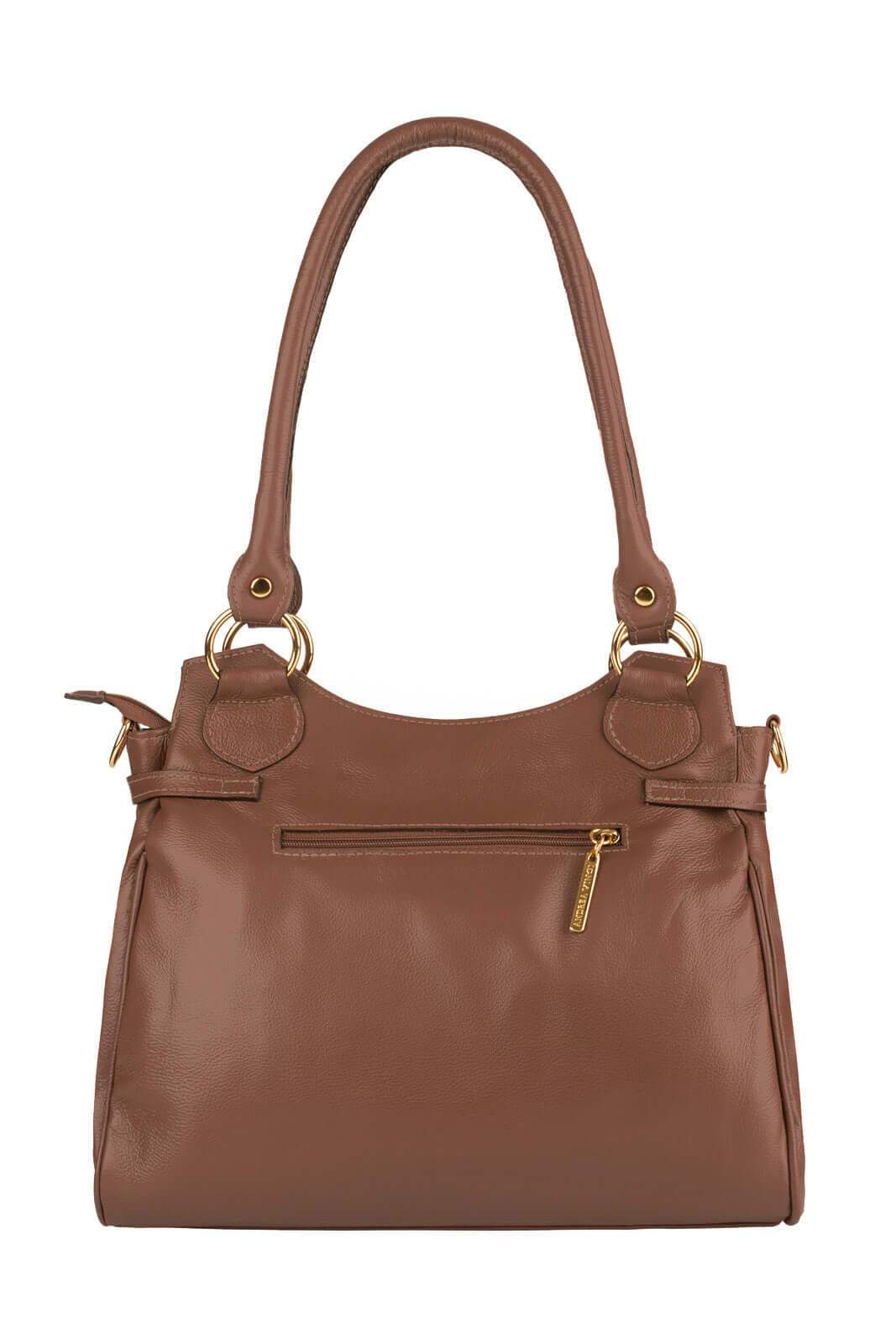 Bolsa grande de couro liso Lúcia - Enluaze