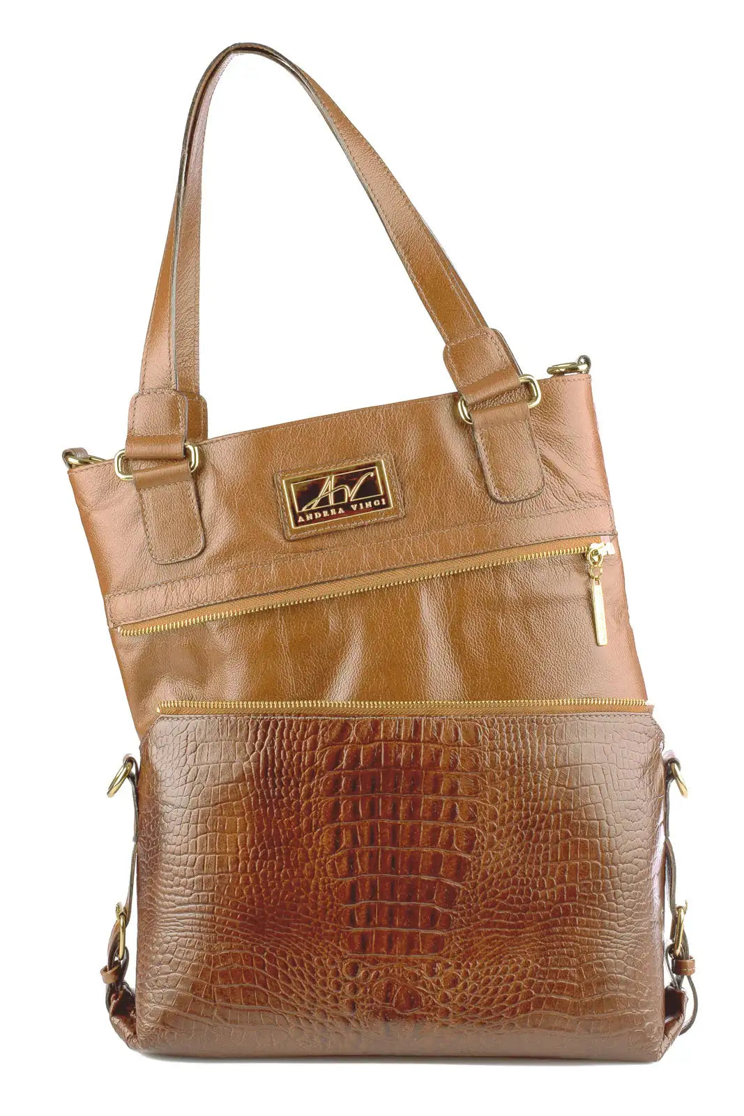 Bolsa de couro 2 em 1 croco Luiza - Enluaze