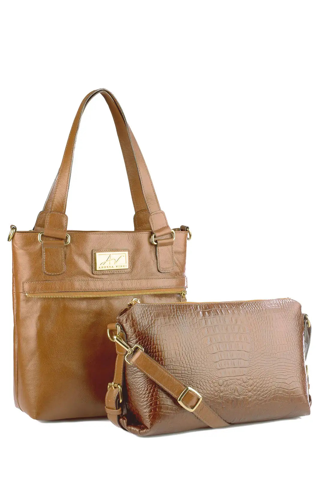 Bolsa de couro 2 em 1 croco Luiza - Enluaze