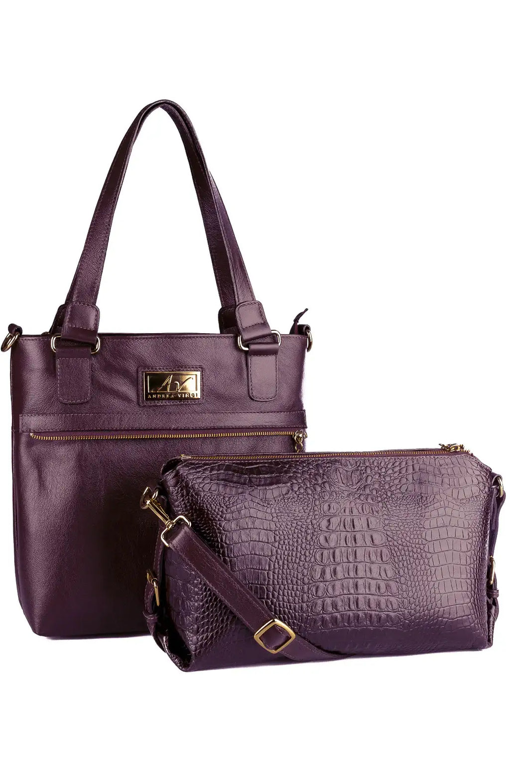 Bolsa de couro 2 em 1 croco Luiza - Enluaze