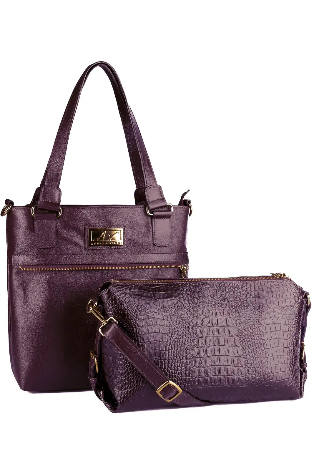 Bolsa de couro 2 em 1 croco Luiza - Enluaze