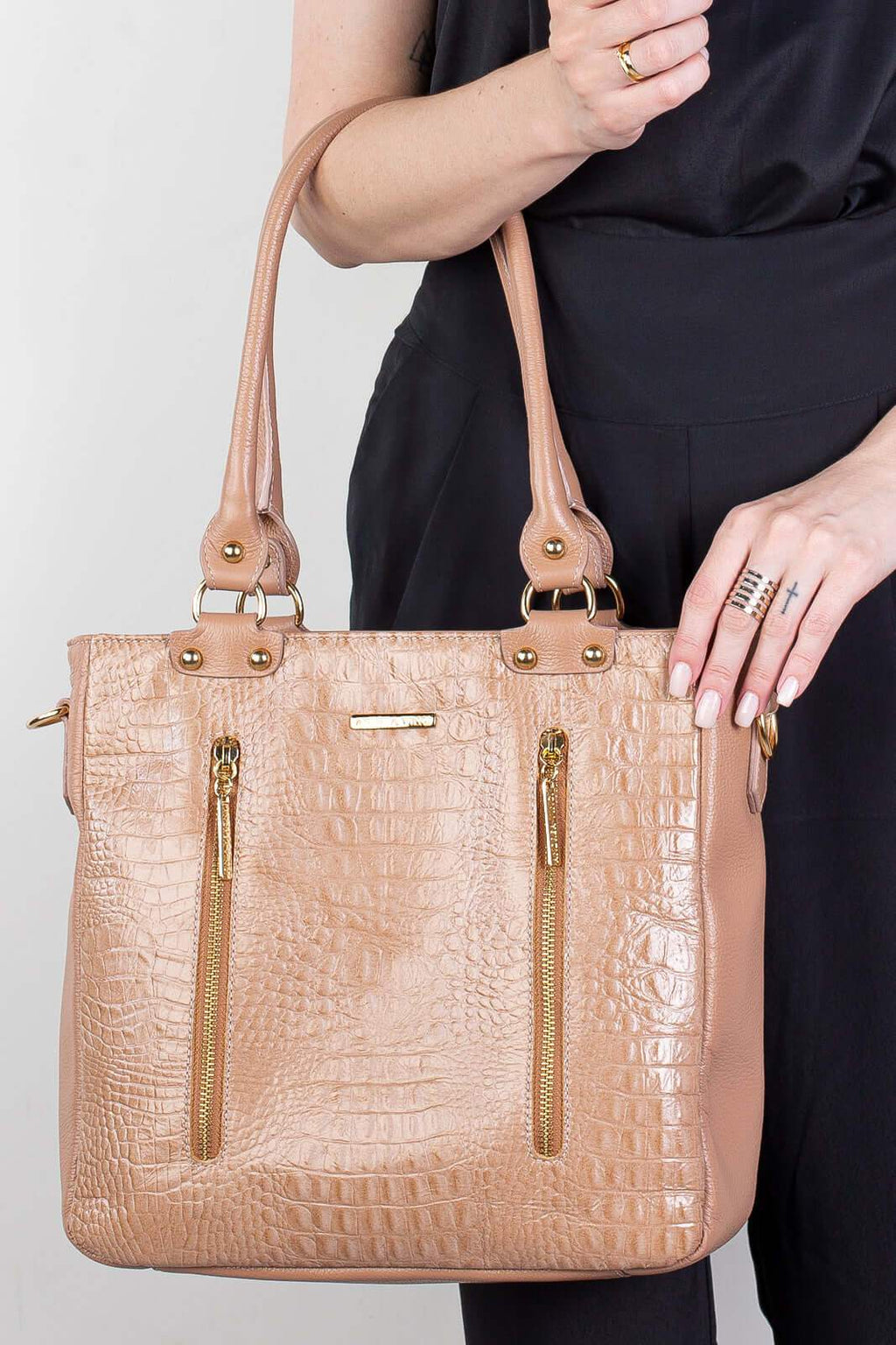 Bolsa de ombro em couro croco Lizandra - Enluaze