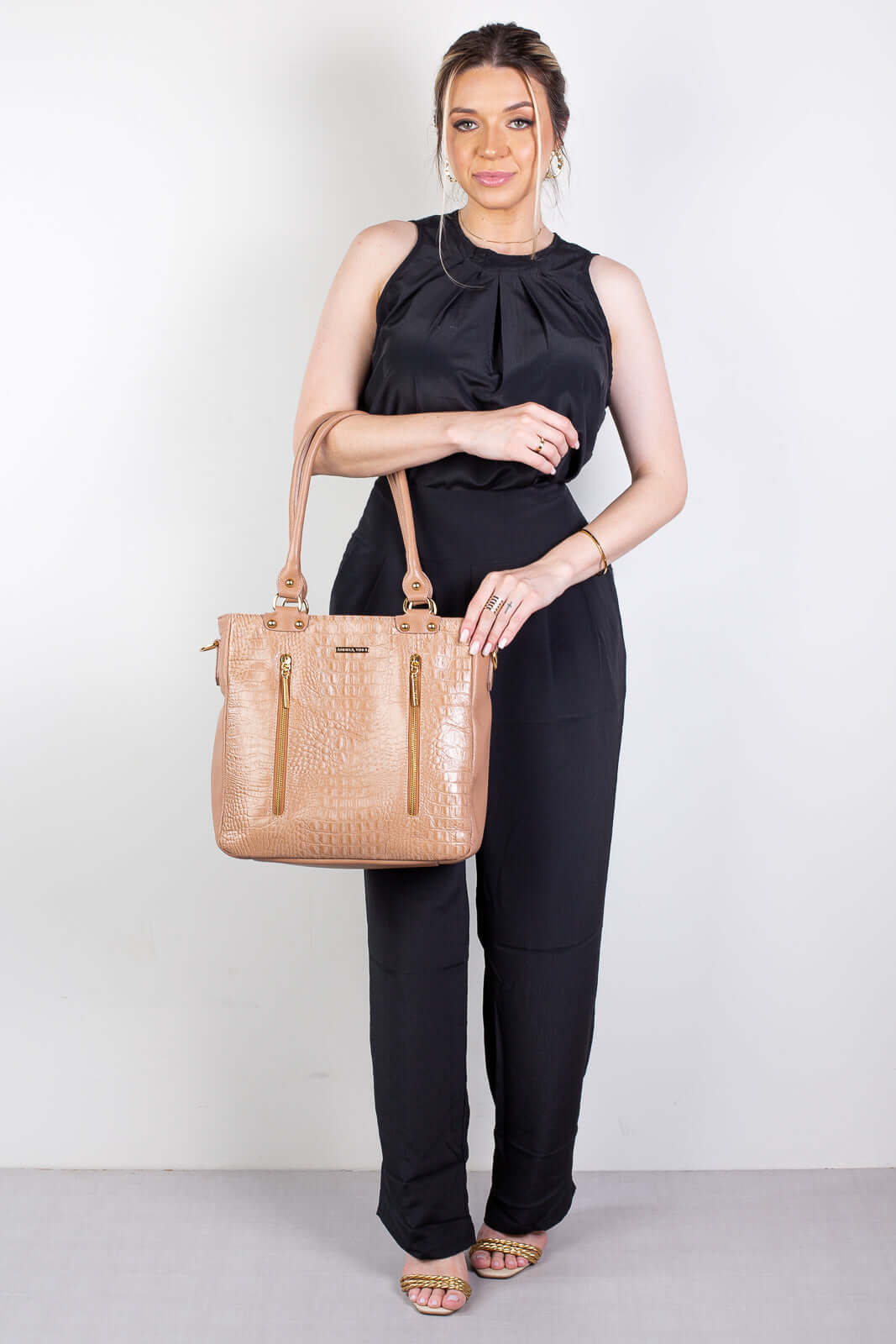 Bolsa de ombro em couro croco Lizandra - Enluaze