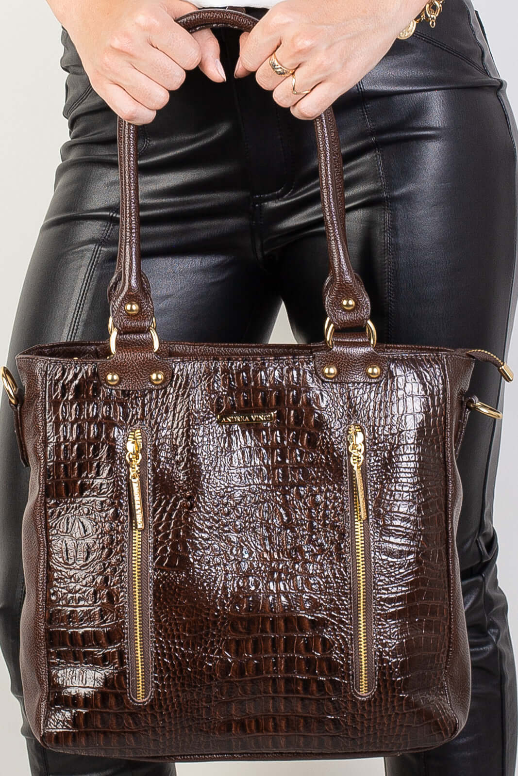 Bolsa de ombro em couro croco Lizandra - Enluaze