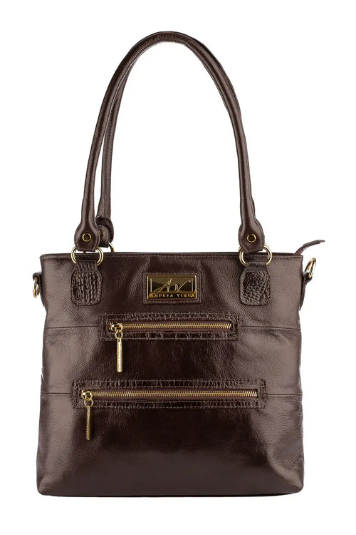 Bolsa de ombro em couro liso Alícia - Enluaze