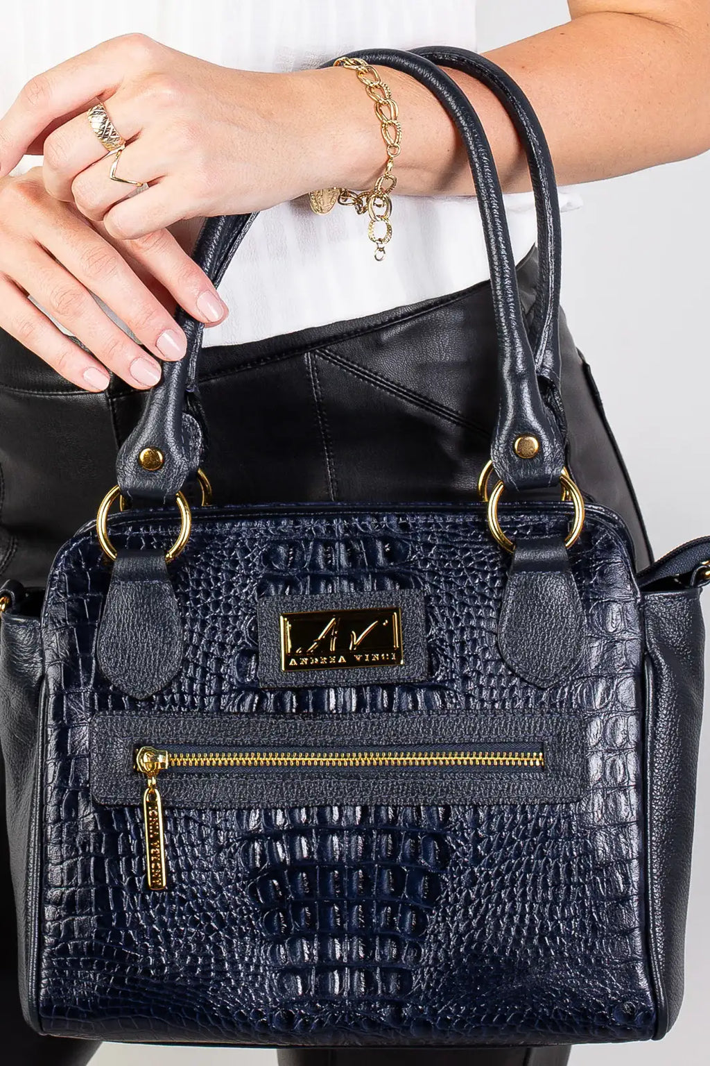 Bolsa de couro croco Amélia - Enluaze