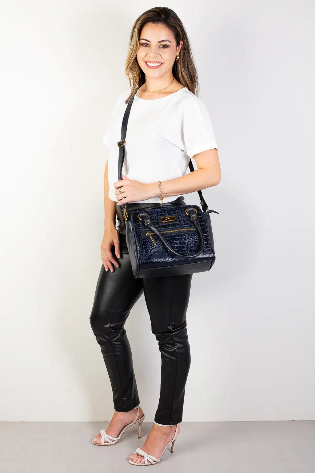 Bolsa de couro croco Amélia - Enluaze