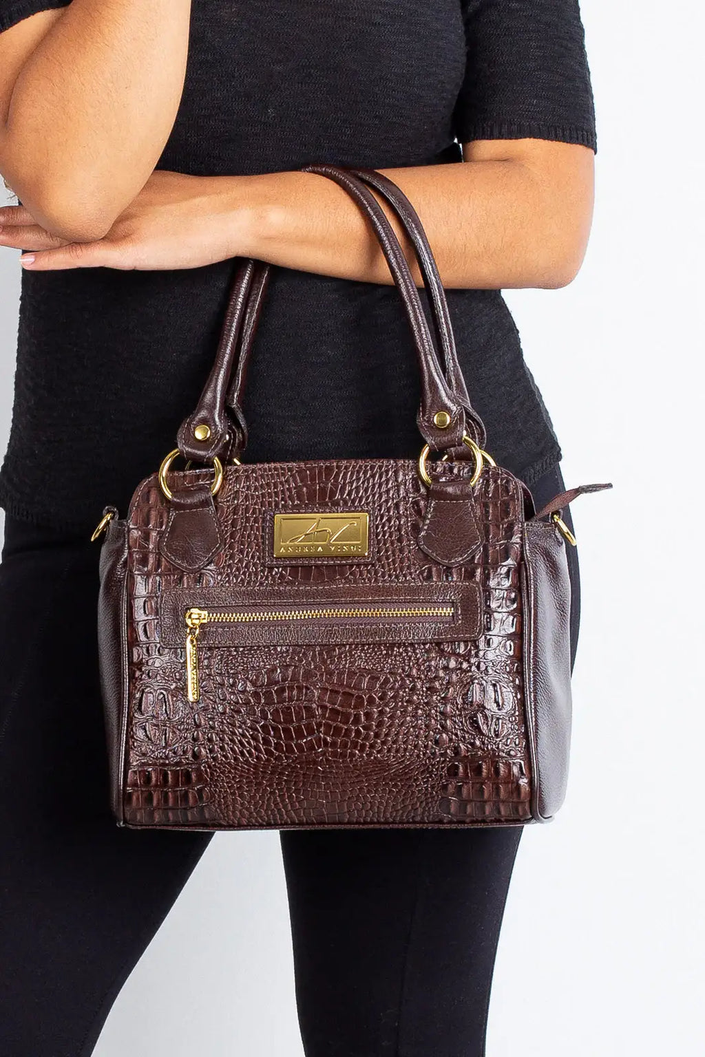 Bolsa de couro croco Amélia - Enluaze