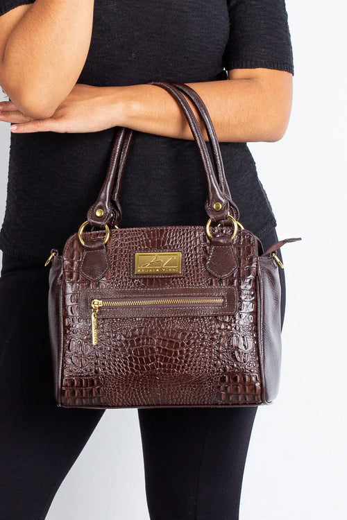 Bolsa de couro croco Amélia - Enluaze