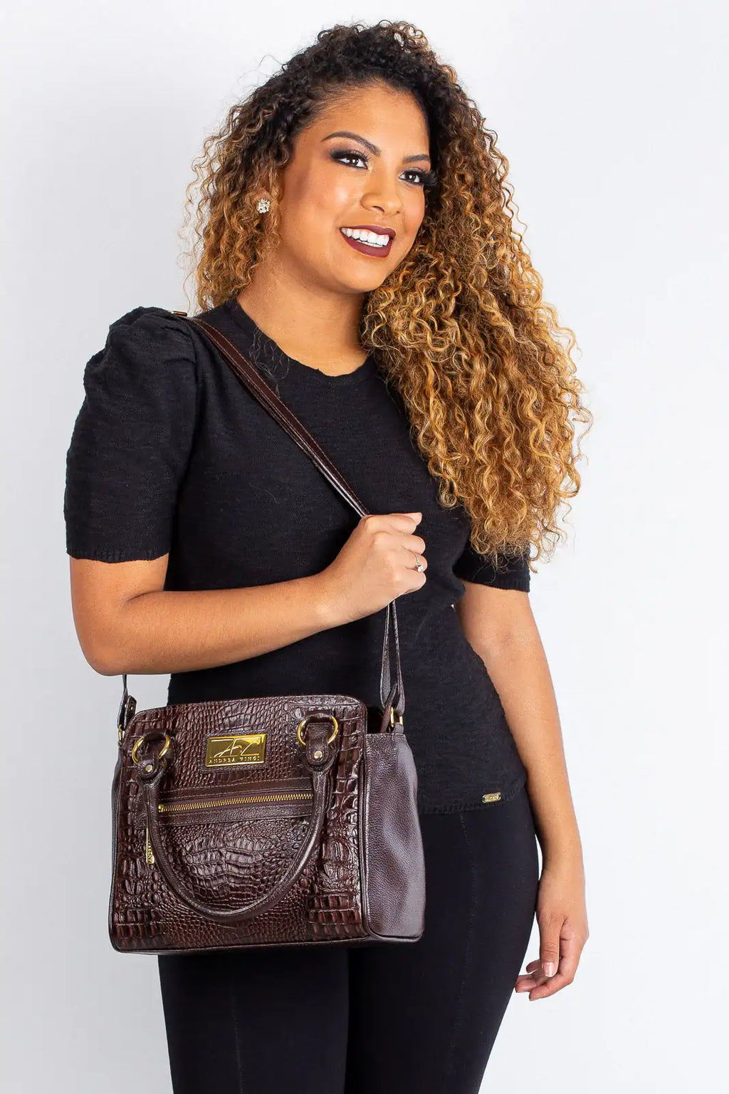 Bolsa de couro croco Amélia - Enluaze