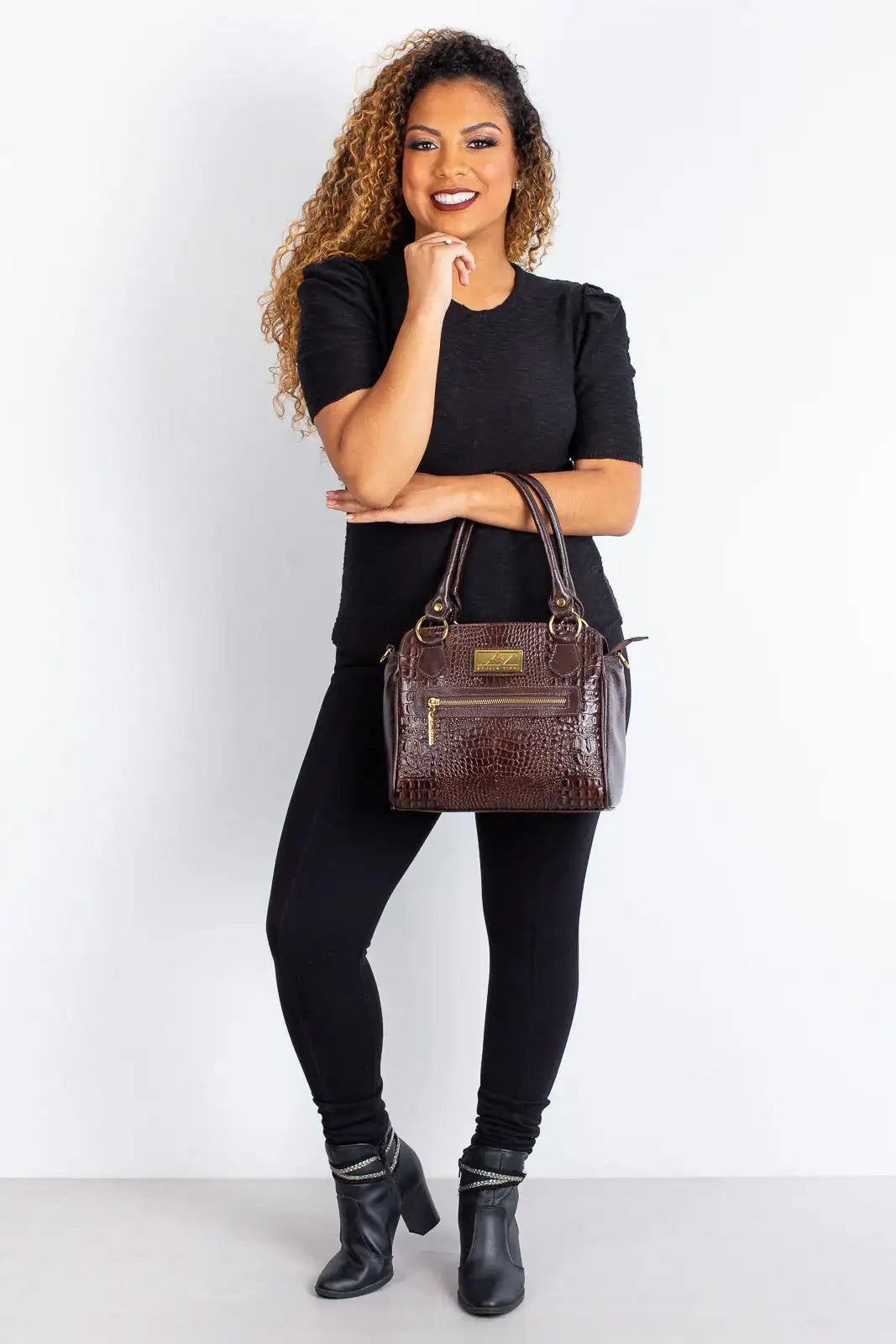 Bolsa de couro croco Amélia - Enluaze