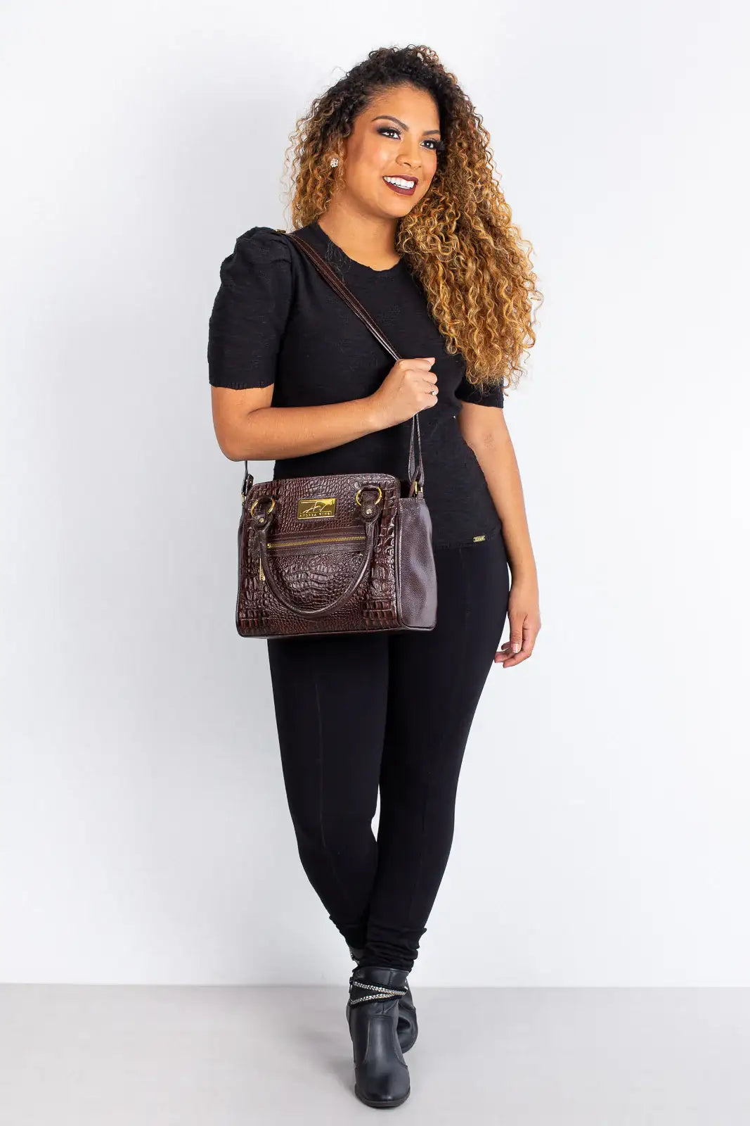 Bolsa de couro croco Amélia - Enluaze