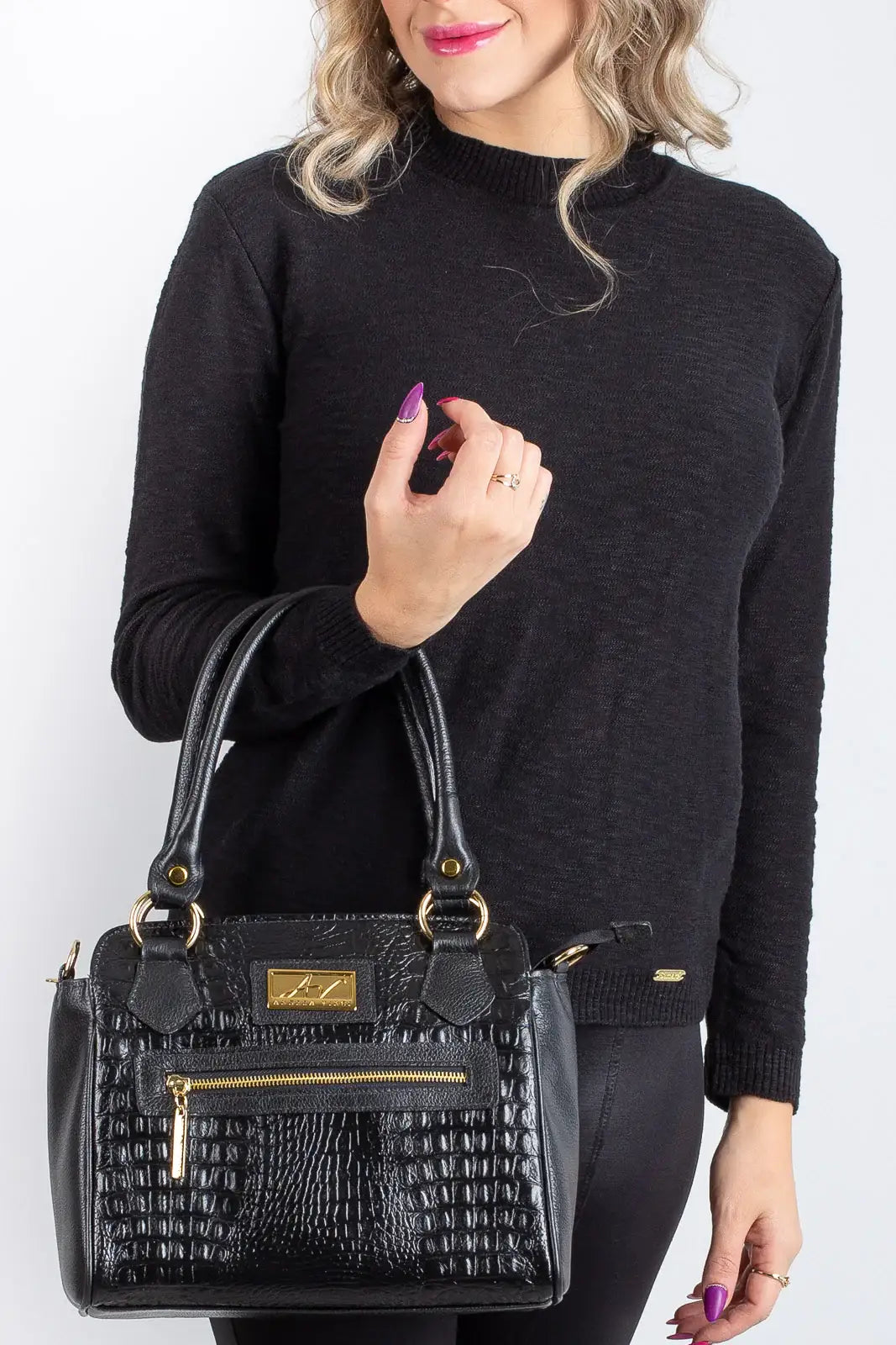 Bolsa de couro croco Amélia - Enluaze