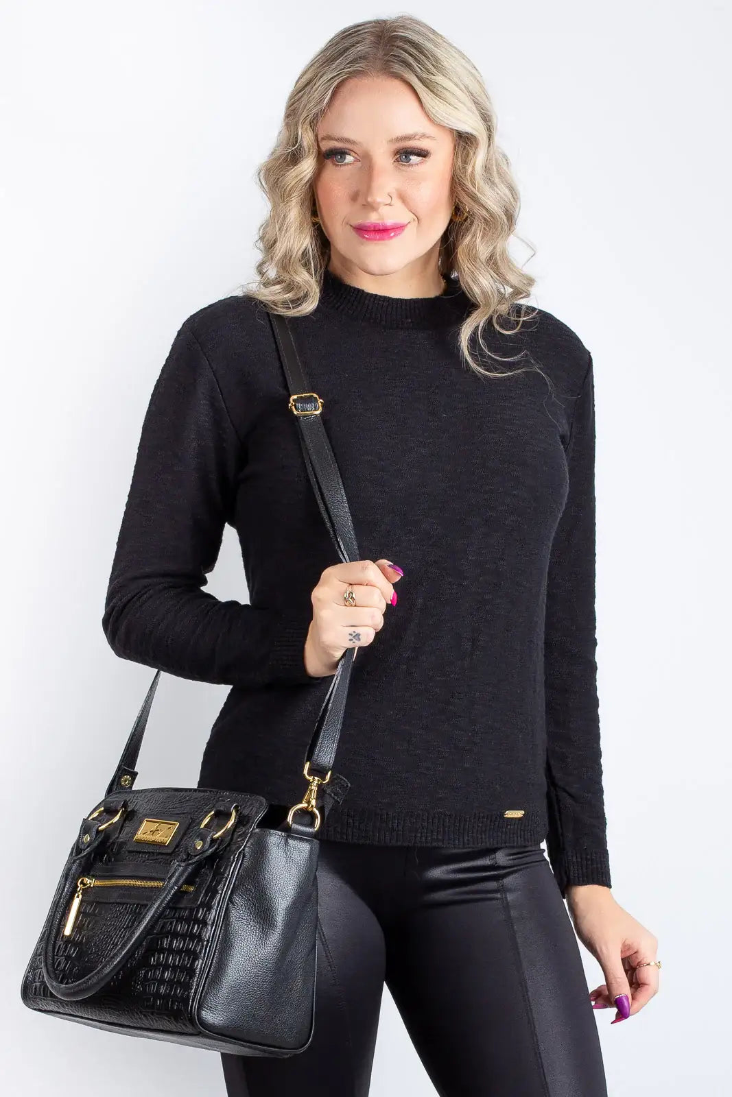 Bolsa de couro croco Amélia - Enluaze