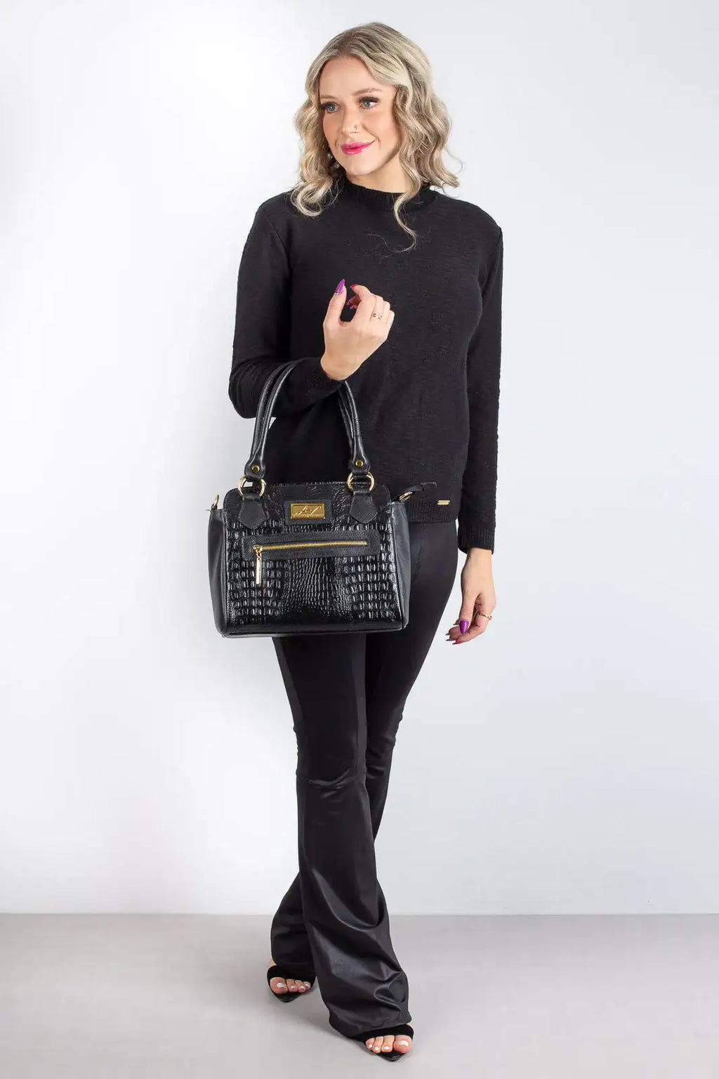 Bolsa de couro croco Amélia - Enluaze