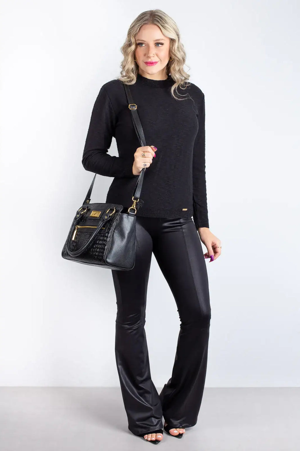 Bolsa de couro croco Amélia - Enluaze