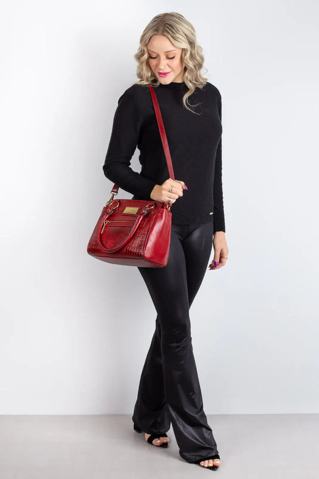 Bolsa de couro croco Amélia - Enluaze